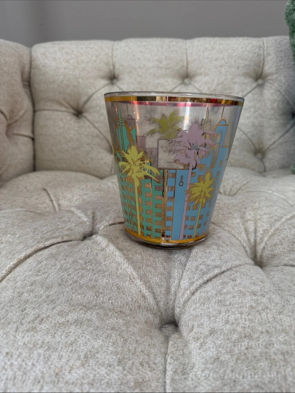 Baobab Collection Pink, Gold & Blue Miami Glass Candle Holder